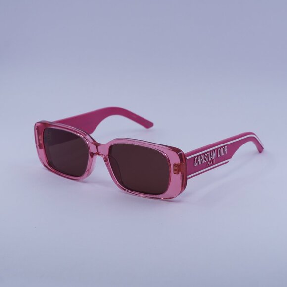 Dior WILDIOR S2U 73D0 Sunglasses Fuchsia Rectangle Frame, Bordeaux Lenses - Picture 2 of 14